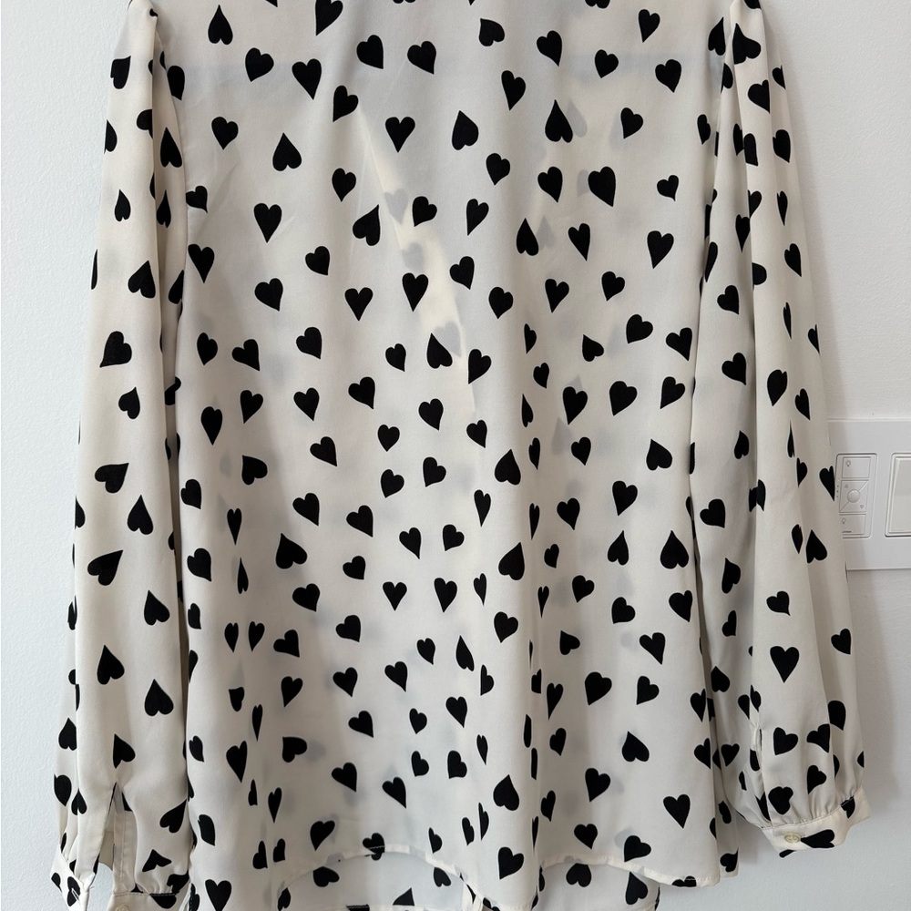 Eloquii Black and White Heart Print Blouse - Picture 5 of 10